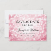 Elegantes Script Wedding Blush Pink Bokeh Lights Save The Date (Vorderseite)