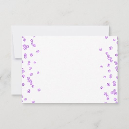 Elegantes Script Wedding Confetti Lila Save The Date (Rückseite)