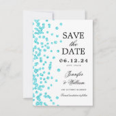 Elegantes Script Wedding Confetti Türkis Save The Date (Vorderseite)