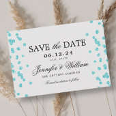 Elegantes Script Wedding Confetti Türkis Save The Date