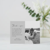 Elegantes Script Wedding Custom Foto Vielen Dank P Postkarte (Stehend Vorderseite)