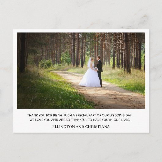 Elegantes Script Wedding Danke Ihnen 2 Foto Postkarte (Rückseite)