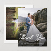 Elegantes Script Wedding Danke Ihnen 2 Foto Postkarte (Vorne/Hinten)