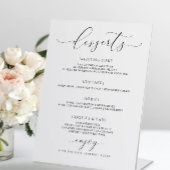 Elegantes Script Wedding Dessert Bar Menu Sockelschild