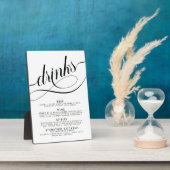 Elegantes Script Wedding Drinks Bar Menu Fotoplatte (Seite)