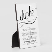 Elegantes Script Wedding Drinks Bar Menu Fotoplatte (Seite)