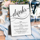 Elegantes Script Wedding Drinks Bar Menu Fotoplatte