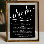 Elegantes Script Wedding Drinks Bar Menu Poster