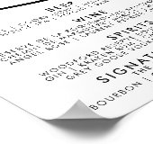 Elegantes Script Wedding Drinks Bar Menu Poster (Ecke)