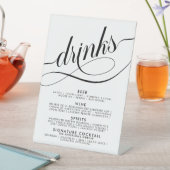Elegantes Script Wedding Drinks Bar Menu Poster Sockelschild (In Situ)