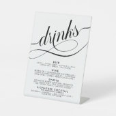 Elegantes Script Wedding Drinks Bar Menu Poster Sockelschild (Vorderseite)