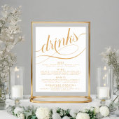 Elegantes Script Wedding Drinks Gold Bar Menu Poster