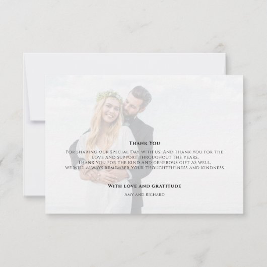 Elegantes Script Wedding Foto Custom Dankeskarte (Rückseite)