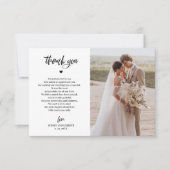 Elegantes Script Wedding Foto Danke Karte (Vorderseite)