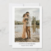 Elegantes Script Wedding Foto Danke Karte (Vorderseite)