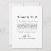 Elegantes Script Wedding Foto Danke Karte (Rückseite)