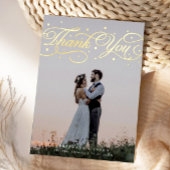 Elegantes Script Wedding Foto Danke Karte