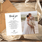 Elegantes Script Wedding Foto Danke Karte