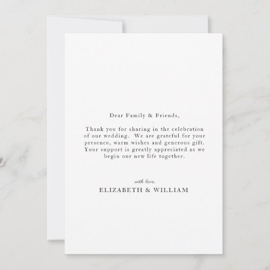 Elegantes Script Wedding Foto | Dankeskarte (Rückseite)