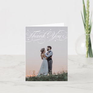 Elegantes Script Wedding Foto Dankeskarte