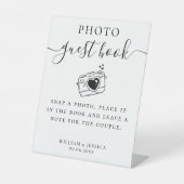 Elegantes Script Wedding Foto Gästebuch Sockelschild (Vorderseite)