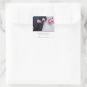 Elegantes Script Wedding Foto Quadratischer Aufkleber (Tasche)
