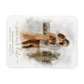 Elegantes Script Wedding Foto Rette unser Datum Magnet (Horizontal)