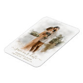 Elegantes Script Wedding Foto Rette unser Datum Magnet (Linke Seite)