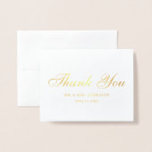 Elegantes Script Wedding Foto Vielen Dank Gold Hin Folienkarte (Vorderseite mit Umschlag)