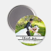 Elegantes Script Wedding Foto Vielen Dank Magnet (Vorderseite/Rückseite)