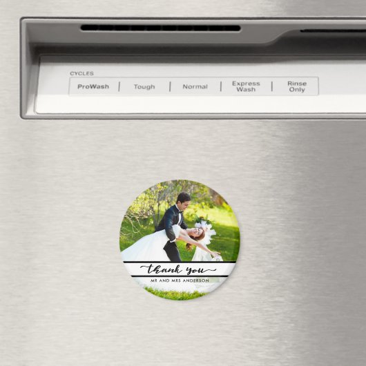 Elegantes Script Wedding Foto Vielen Dank Magnet (In Situ (Geschirrspüler))