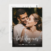 Elegantes Script Wedding Foto Vielen Dank Postcard Postkarte (Vorne/Hinten)