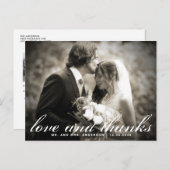 Elegantes Script Wedding Foto Vielen Dank Postcard Postkarte (Vorne/Hinten)
