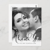 Elegantes Script Wedding Foto Vielen Dank Postcard Postkarte (Vorne/Hinten)