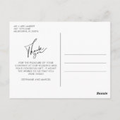 Elegantes Script Wedding Foto Vielen Dank Postkarte (Rückseite)
