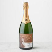 Elegantes Script Wedding Foto Vielen Dank Schaumweinetikett (Vorderseite)