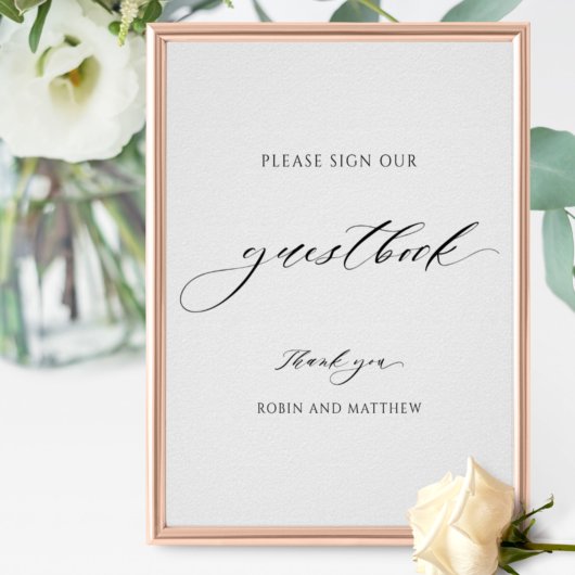 Elegantes Script Wedding Gästebuchzeichen Poster