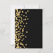 Elegantes Script Wedding Gold Confetti Black Save The Date (Rückseite)