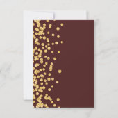Elegantes Script Wedding Gold Confetti Burgundy Save The Date (Rückseite)