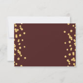Elegantes Script Wedding Gold Confetti Burgundy Save The Date (Rückseite)