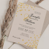 Elegantes Script Wedding Gold Confetti Champagne Einladung