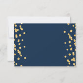 Elegantes Script Wedding Gold Confetti Navy Blue Save The Date (Rückseite)