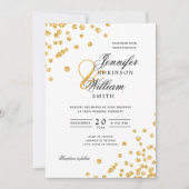 Elegantes Script Wedding Gold Confetti QR UAWG Einladung (Vorderseite)