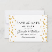 Elegantes Script Wedding Gold Confetti Save The Date (Vorderseite)