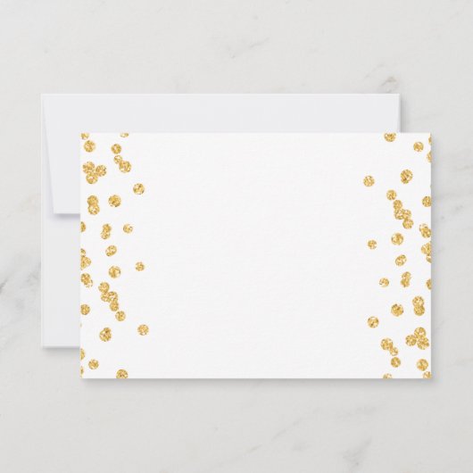Elegantes Script Wedding Gold Confetti Save The Date (Rückseite)