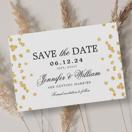 Elegantes Script Wedding Gold Confetti Save The Date