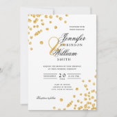 Elegantes Script Wedding Gold Glitzer Confetti Einladung (Vorderseite)
