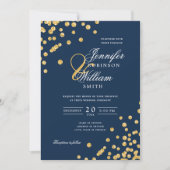 Elegantes Script Wedding Gold Glitzer Confetti Nav Einladung (Vorderseite)
