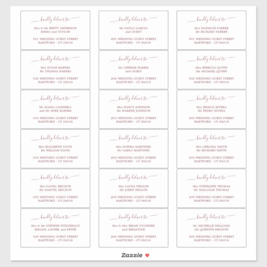 Elegantes Script Wedding Guest Address Label (Blatt)