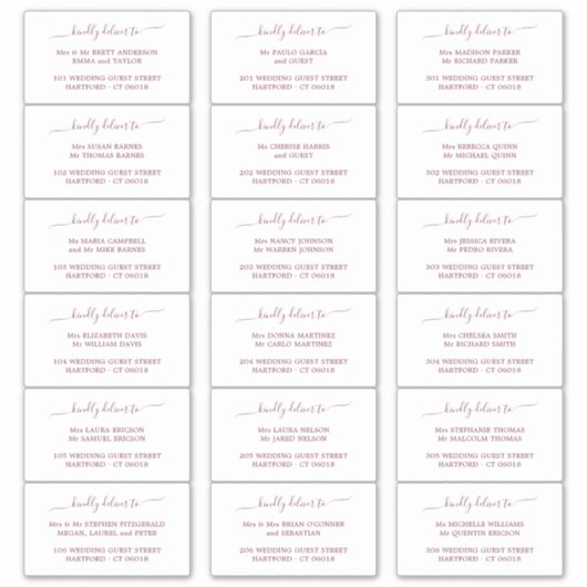 Elegantes Script Wedding Guest Address Label (Vorderseite)